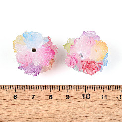 Polymer Clay Rhinestone Beads with Embossed Resin Roses&nbsp;RESI-T059-04L