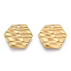 イオンプレーティング（IP）304ステンレスペンダント  六角チャーム  18KGP本金メッキ  17x19x2mm  穴：1.2mm&nbsp;LS-STAS-T063-204G