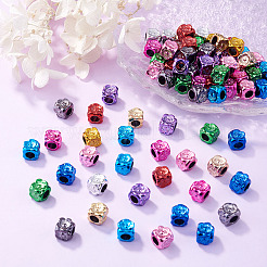 UVメッキ不透明アクリルヨーロピアンビーズ100個  大穴ビーズ  虹色の  ミックスカラー  花  8.5x8.5x8.5mm  穴：5mm&nbsp;PACR-TA0001-32A