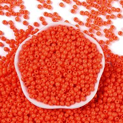 不透明なアクリルビーズ  ラウンド  レッドオレンジ  4x3.5mm  穴：1.6mm  約18000個/500g&nbsp;SACR-A007-01A-02