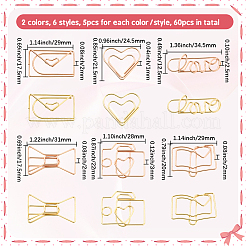 60Pcs 12 Styles Iron Paper Clips&nbsp;AJEW-SP0002-97