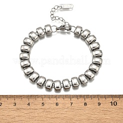女性用304ステンレススチール長方形リンクチェーンブレスレット  ステンレス鋼色  長さ6-3/4インチ(17cm)+40mmエクステンダー&nbsp;BJEW-R022-01P