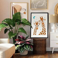 大きなプラスチック製の再利用可能な描画絵画ステンシル テンプレート  スクラップブック、布地、タイル、床、家具、木材の塗装用  長方形  キリン模様  297x210mm&nbsp;DIY-WH0202-391