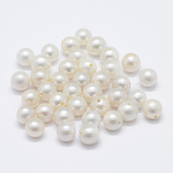天然な培養された淡水パールビーズ  片穴  ラウンド  フローラルホワイト  5~5.5mm  穴：0.8mm&nbsp;PEAR-P056-014