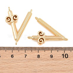真鍮製シャンデリアコネクターパーツ  シェブロン  18KGP本金メッキ  31x21x5.5mm  穴：1.5mm&nbsp;KK-CBA7BFE-05A-G