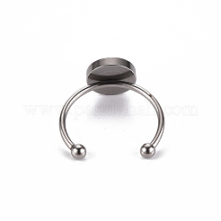 Tarnish Resistant 201 Stainless Steel Cuff Pad Ring Settings&nbsp;STAS-S080-042C-P