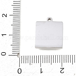303ステンレススチールのパヴェキャットアイペンダント  スクエアチャーム  グリーン  15.5x13.5x4mm  穴：1.4mm&nbsp;STAS-K325-05P-01
