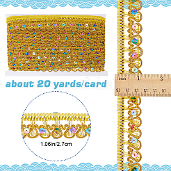 ポリエステルシェルシェイプパイレットレースリボン  ウェーブエッジレーストリム  洋服アクセサリー  フラット  ゴールデンロッド  1-1/8インチ（27mm）&nbsp;OCOR-WH0078-108C