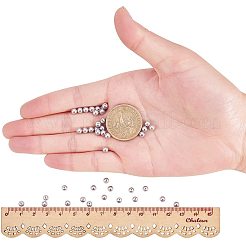 真珠光沢のある環境に優しい染色ガラスパールラウンドビーズ  ライトグレー  4~4.5mm  穴：0.7~1.1mm  約1000個/箱&nbsp;HY-PH0002-18-B