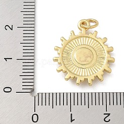 真鍮製の樹脂ペンダント  丸カン付き  太陽のチャーム  18KGP本金メッキ  20.5x17.5x2.5mm  穴：3.5mm&nbsp;KK-M300-01G-01