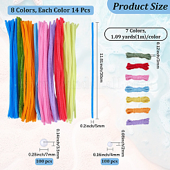 112Pcs 8 Colors DIY Plush Sticks&nbsp;FIND-SC0022-36