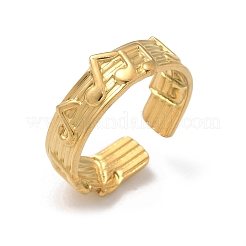 女性用304ステンレススチールオープンカフリング  音符  ゴールドカラー  6.5mm  内径: 調節可能&nbsp;STAS-Z117-18G