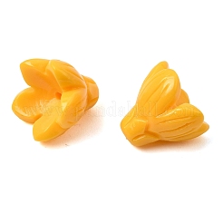 染色された合成珊瑚彫刻ビーズ  花  ゴールド  13~13.5x14.5~15mm  穴：1.5~1.6mm&nbsp;GG-CBA993E-03A-04