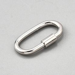 スターリングシルバーのロックカラビナ1個925個  キーホルダークラスプ  オーバル  プラチナ  16x8.5x2.5mm  内径：13x5.5mm&nbsp;STER-NB0001-24P