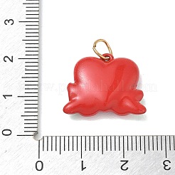 バレンタインデー 304ステンレススチールエナメルペンダント  ハートチャーム  ゴールドカラー  花のチャーム  16.5x20x5mm  穴：4.5mm&nbsp;SA-CBA08A6-07F-G