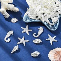 250g 海洋テーマ ABS プラスチック模造真珠ビーズ  混合図形  乳白色  16~36x10.5~30.5x4~10.5mm  穴：1.2~1.6mm  約260個/セット&nbsp;OACR-CJ0002-35