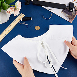 ポリエステルコンピューター刺繍カラー1個  取り外し可能なレースのネックライントリム  ロープ付き  服飾材料  ホワイト  1480x105x1mm&nbsp;DIY-GF0007-72