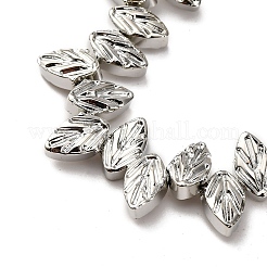 電気メッキガラスビーズセット  葉  プラチナメッキ  11.5x7x4.5mm  穴：0.6mm  約65個/連  15.35''（39センチメートル）&nbsp;EGLA-H109-10E