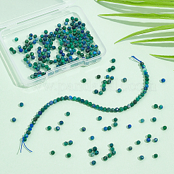 2連天然クリソコラ＆ラピスラズリビーズ連  多面カット  ラウンド  3~3.5mm  穴：0.7mm  約138個/連  15.31''（38.9~39.2センチメートル）&nbsp;G-DC0001-04