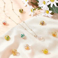 20種類のスタイルの鉄製ランタンチャーム2個  中にプラスチックのラインストーンが入っています  ミックスカラー  ゴールデン＆シルバー  14x11mm  穴：1.4mm  10個/スタイル&nbsp;IFIN-AR0001-19