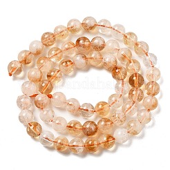 加熱された天然シトリンビーズ連売り  ラウンド  6~7mm  穴：0.5mm  約63個/連  15.35''（39センチメートル）&nbsp;G-A262-A01-6mm