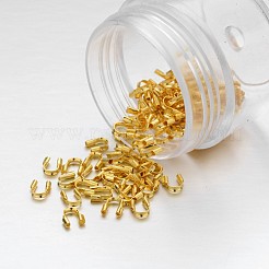 真鍮製U字カンU字金具  ゴールデンの金属色  約4 mm幅  長さ5mm  厚さ1mm  穴：0.5mm&nbsp;X-KK437-G