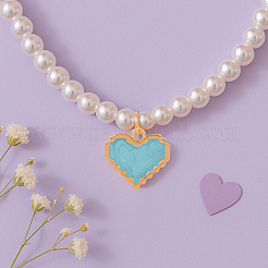 3Pcs 3 Colors Alloy Enamel Heart Pendant Necklaces&nbsp;NJEW-HY0001-27