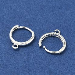 真鍮製フープピアスパーツ  長持ちメッキ  ラックめっき  カン付き  銀  16x13.5x2.5mm  穴：1.5mm  ピン：0.8mm&nbsp;KK-G557-11S