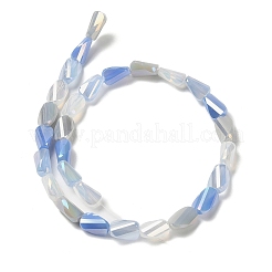 電気メッキガラスビーズセット  多面カット  ねじれた四角形  スチールブルー  7x4.5x3.5mm  穴：1mm  約28個/連  7.80''（19.8センチメートル）&nbsp;EGLA-P065-01A-05