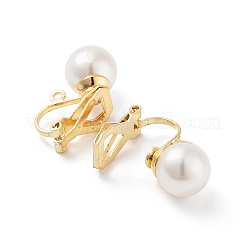 304 Stainless Steel Clip-on Earring Findings with Imitation Pearl Plastic Beaded&nbsp;STAS-H216-03B-G