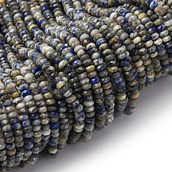 天然石ラピスラズリビーズ連売り  多面カット  ロンデル  4x2.5mm  穴：0.8mm  約170~173個/連  15.12''~15.31''（38.4~38.9センチメートル）&nbsp;G-RM2025-D09-C