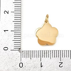 304ステンレススチールラインストーンペンダント  花のチャーム  丸カン付き  ゴールドカラー  13.5x12x2.5mm  穴：3mm&nbsp;LS-STAS-K307-04G