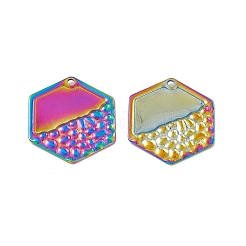 イオンプレーティング（IP）304ステンレスペンダント  六角チャーム  虹色  26x23x1.5mm  穴：1.6mm&nbsp;STAS-B031-39R