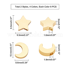 16Pcs 8 Style PVD Vacuum Plating 304 Stainless Steel Charms&nbsp;STAS-UN0024-05