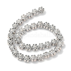 チベットスタイルの花の合金ビーズ連売り  鉛フリー＆カドミウムフリー＆ニッケルフリー  アンティークシルバー  6.5x4.5mm  穴：1mm  約35個/連  8インチ&nbsp;TIBEB-O007-13-NR