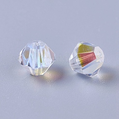 模造オーストリアクリスタルビーズ  k9ガラス  多面カット  双円錐形  クリアAB  6x5mm  穴：1.2mm&nbsp;SWAR-O001-01A