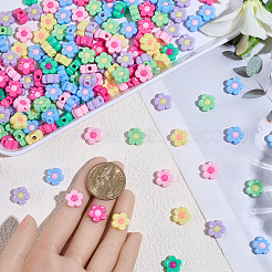 ツートン不透明アクリルビーズ400個  花  ミックスカラー  12x12.5x6mm  穴：2.8mm&nbsp;SACR-PA0001-19