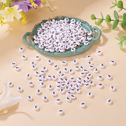 500PCSアクリルビーズ  横穴付き  文字L  フラットラウンド  文字F  7x4mm  穴：1mm&nbsp;SACR-TA0001-55F