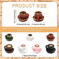 ミニチュアオーナメント35個、7つのスタイル  コー​​ヒーカップ  マイクロランドスケープホームドールハウスアクセサリー  小道具の装飾のふりをする  ミックスカラー  14.5~15.5x13.5~16.5x9~11.5mm  5個/スタイル&nbsp;DJEW-CJ0001-26