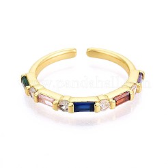 Brass Micro Pave Cubic Zirconia Cuff Rings for Women&nbsp;KK-T071-55G