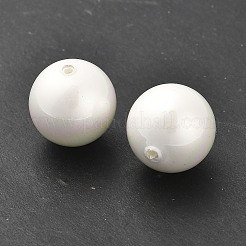 ベーキングペイント パール加工ガラスパールラウンドビーズ  ホワイト  14mm  穴：1.2mm&nbsp;HY-Q001-01C