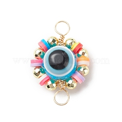 Evil Eye Plastic Copper Wire Wrapped Connector Charms&nbsp;PALLOY-JF01937