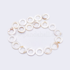 天然石シェルビーズ連売り  ドーナツ  フローラルホワイト  20~20.5x2.5~3mm  穴：0.6mm  約20個/連  15.74インチ（40cm）&nbsp;BSHE-P026-26