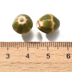 ヴィンテージスタイルの釉薬をかけた陶磁器ビーズ  多面カット双円錐形  ダークカーキ  11.5x10mm  穴：2mm&nbsp;PORC-H013-01-21