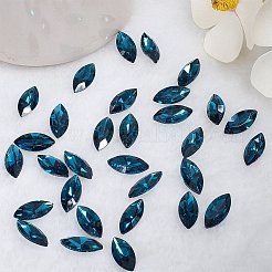 ポイントガラスラインストーンカボション  バックメッキ  多面カット  馬の目  カプリブルー  7.4x7.2x1.7cm  100個/箱&nbsp;RGLA-OC0001-08H