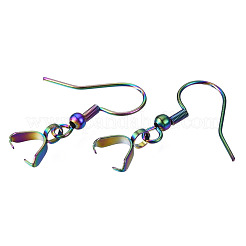 イオンプレーティング（IP）レインボーカラー304ステンレスフック  耳ワイヤー  アイスピックピンチベイル付き  27x20mm  21ゲージ  ピン：0.7mm&nbsp;STAS-N092-163M