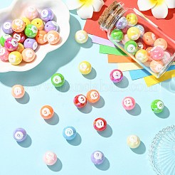 UVメッキ不透明アクリルビーズ  虹色の  ビリヤード  ツートン  ミックスカラー  16x15mm  穴：2mm&nbsp;OACR-CJC0007-14