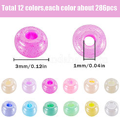 156g 12 スタイル 8/0 ガラスシードビーズ  セイロン  ラウンド  ミックスカラー  3mm  穴：1mm  13 G /カラー&nbsp;SEED-SC0001-35A