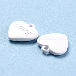 ハート合金スプレー塗装チャーム  単語の愛  ホワイト  12x11.5x2.5mm  穴：1.4mm&nbsp;LS-PALLOY-B005-01G