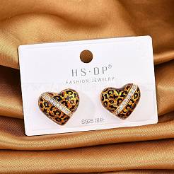 Brass Rhinestone Stud Earrings&nbsp;EJEW-P301-10G
